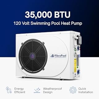 FibroPool Swimming Pool Heat Pump - FH135 35,000 BTU - for Above and Inground Pools and Spas - High Efficiency, All Electric Heater - No Natural Gas or Propane Needed