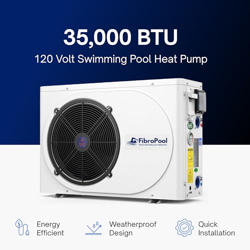 FibroPool Swimming Pool Heat Pump - FH135 35,000 BTU - for Above and Inground Pools and Spas - High Efficiency, All Electric Heater - No Natural Gas or Propane Needed