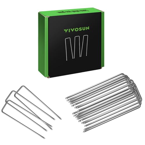 VIVOSUN 6 Inch 100-Pack Landscape Staples, Galvanized Steel Garden Stakes 11 Gauge U-Shaped Pins for Weed Barrier Fabric, Soaker Hose, Holding Fence VIVOSUN 6 Inch 100-Pack Landscape Staples, Galvanized Steel Garden Stakes 11 Gauge U-Shaped Pins for Weed Barrier Fabric, Soaker Hose, Holding Fence