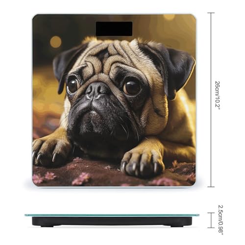 Báscula digital de baño Cry Pug de vidrio templado miniatura 2