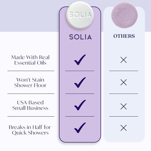 Image of Solia Natural Lavender Shower Steamers - Patent-Pending - Real Essential Oil Lavender Tablets, Spa Steamers Aromatherapy, 15-Pack