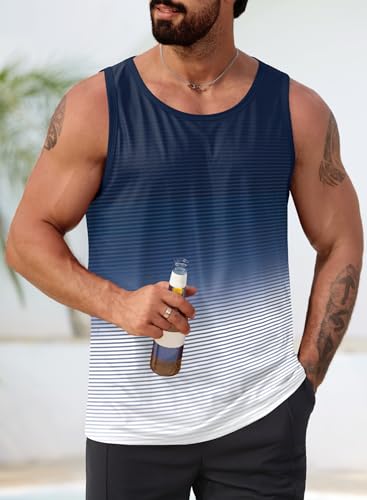 Image of VOGSTART Mens Hawaiian Beach Tank Tops Summer Vacation Muscle Top Graphic Sleeveless Shirts (S-3XL)