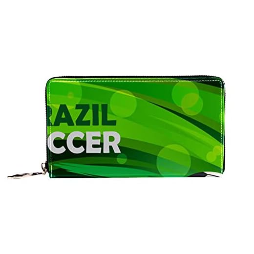 Dragkedja plånbok smal minimalistisk framficka läder plånböcker för män kvinnor äkta läder skydd för kort kontanter mynt Brasilien fotboll
