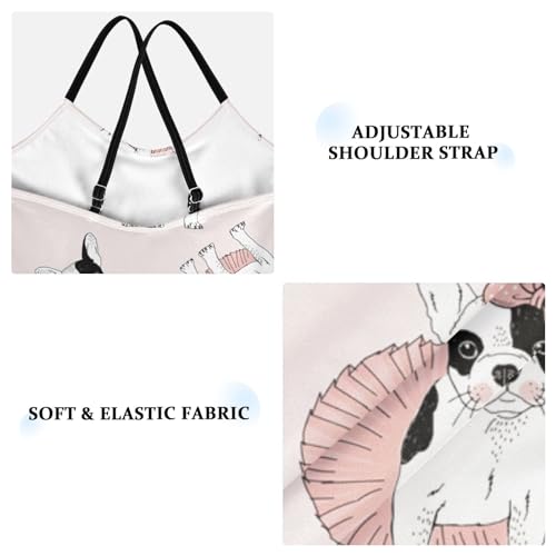 OTVEE Pink French Bulldog Puppy Girls Swimsuit One Piece Cross Back Swimwear3