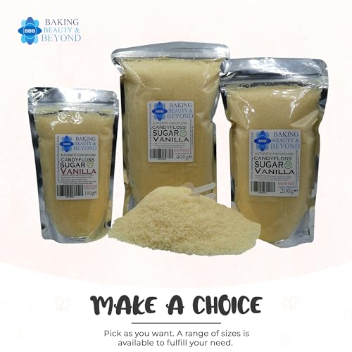 Professional Flossing Sugar for Cotton Candy Machine - Cotton Candy Sugar Flavours - Cotton Candy Floss Sugar in 51 Flavours - Floss Sugar for Cotton Candy Maker - Bulk Floss Sugar 400g (Vanilla)