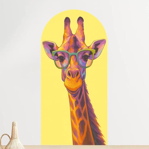 Headboard Arch Wall Decals Colorful Giraffe Sunglasses Patterns Whimsical Expression