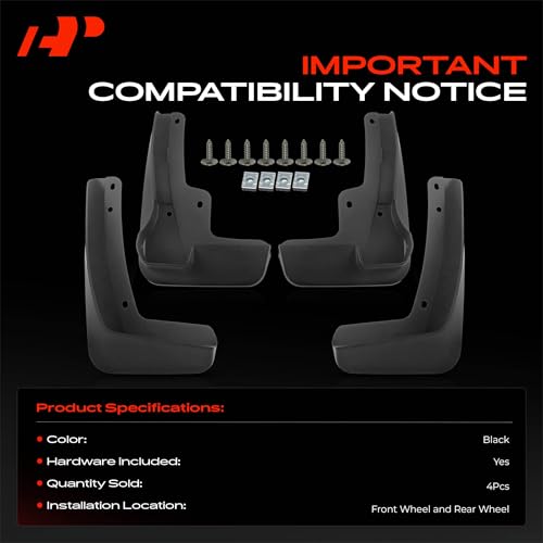 Image of A-Premium Mud Flaps Compatible with Buick | for Buick Envision 2016-2019 Sport Utility, No Drilling Required Mud Guards with Hardware Accessories, Set of 4 Front Rear