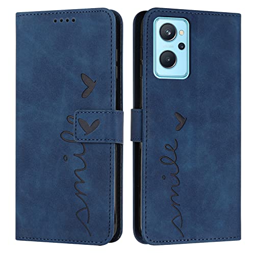 Jiajihua Funda Compatible con Realme 9i 4G,Compatible con OPPO A96 / A76 / A36 / K10 4G Lanyard【Cartera con Tarjetero Hebilla magnética Soporte abatible】 Blue
