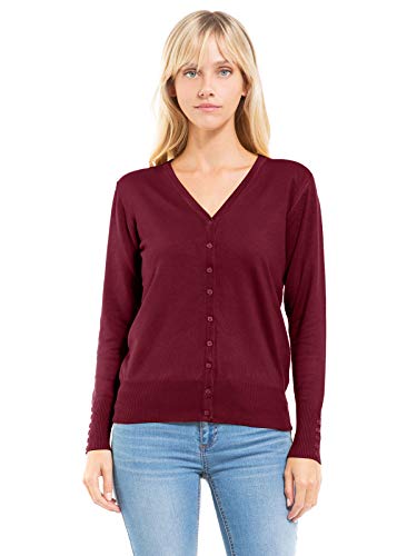 Design by Olivia Women's Classic Button Down Long Sleeve V-Neck Soft Knit Sweater Cardigan4