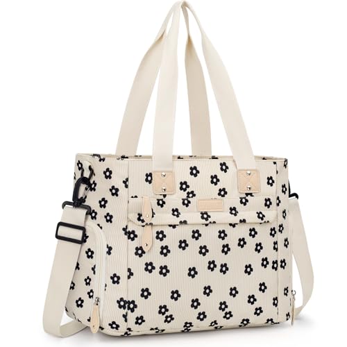 Image of Pritent Diaper Bag Tote for Working Mom, Large Travel Diaper Tote for Mom and Dad with 14 Inch Laptop Sleeve, Mommy Maternity Travel Baby Bag for Boys and Girls, Black flower