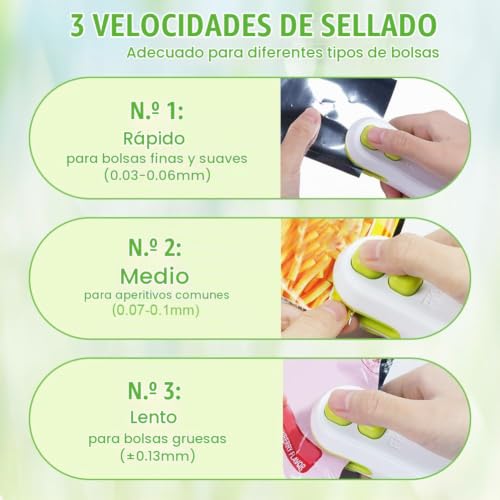 Miniatura 3 de Hotut Selladora De Bolsas, Mini Selladora De Bolsas De Plástico, 2 En 1 Sellador De Bolsas De Plastico, Recargable, Portatil Para Bolsas Selladoras Alimentarias Para Almacenamiento De Alimentos