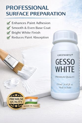 Image of GREENARTZ 500ml White Gesso for acrylic oil painting | Universal smooth Primer | Texture Medium for wood canvas clay (800g)