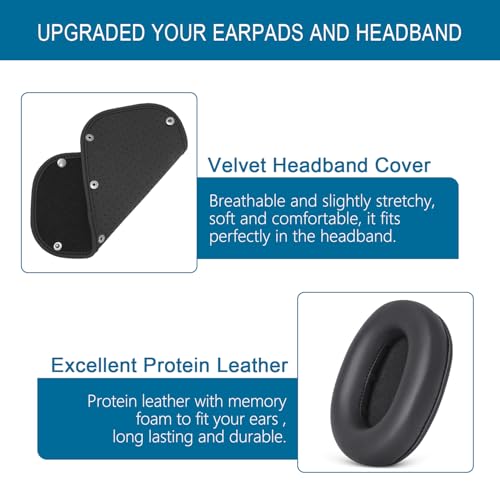 Almohadillas de repuesto GEVO y funda protectora para diadema compatibles con audífonos Audio Technica ATH M50, M50X, M50XBT, M40X, M30X, M20X, MSR7, SX1 (Negro) miniatura 4