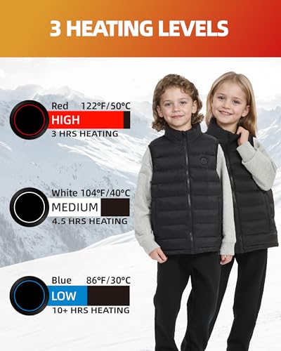 Image of Kids Heated Vest,Boys Girls Lightweight Electric Heated vest for Child with 5V Battery Pack