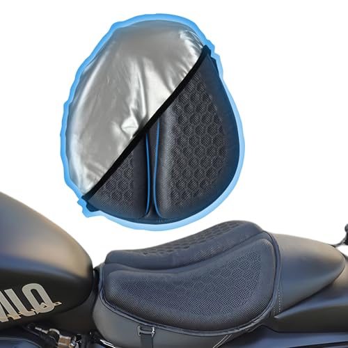 AriKroii Cuscino per Sella Moto Pieghevole,Cuscino per Sella Moto a Nido d'ape 3D Altamente Elasticizzato,Polvere e Impermeabile,Confortevole e Traspirante,Adatto per Viaggi a Lunga Distanza