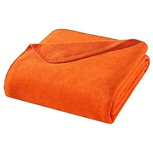 WOHNWOHL Kuscheldecke 150x200cm • weiche Tagesdecke • Sofadecke • Wohndecke • Winterdecke • Ökotex Zertifizierte Baumwolldecke • Farbe: Orange
