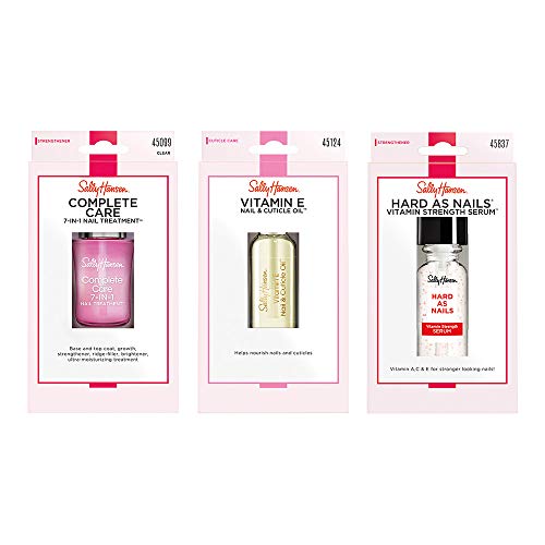 Sally Hansen Nail Care Spa Treatment Set with Vitamin E Nail and Cuticle Oil, Vitamin Strength Serum, and Complete Care 7-in-1 Nail Treatment