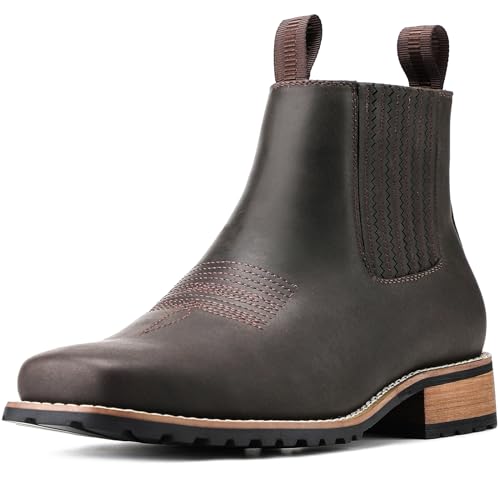 Cowboy Boots for Men Square Toe Slip-On Western Chelsea