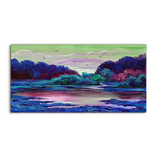 Art mural acrylique paysage arbres de parc 120x60cm de qualité premium