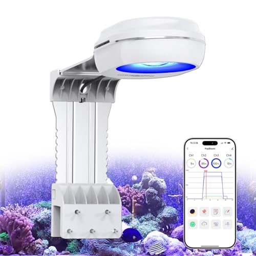 PopBloom RL60 WiFi Rampe LED Aquarium Eau de Mer 60W, APP Programme Marine Éclairage à Spectre Complet pour Aquarium de Corail, L'APP prend en charge le français