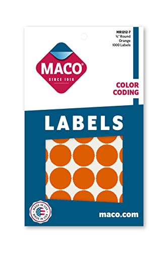 Snapklik.com : MACO Orange Round Color Coding Labels, 3/4 Inches In ...