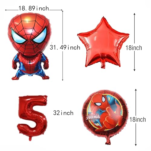 Xmxioi 6Pcs Superhero Spider Themed Decorations Red Number 3 Balloon 32 Inch | The Spiderman Birthday Balloons For Kids Birthday Baby Shower Party Decorations thumb #2