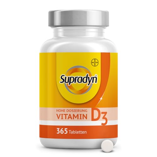 Supradyn Vitamin D Tabletten 2000 IE hochdosiert (50 μg) - Vitamin D3 zur Unterstützung des Immunsystems und der Knochengesundheit* - 365 Tabletten für einen Jahresvorrat