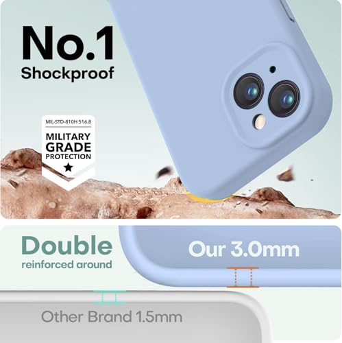 Image of Elzzi Microfiber Square Candy Case Compatible for iPhone 14, Shockproof Slim Back Cover Liquid Silicone Case - Carolina