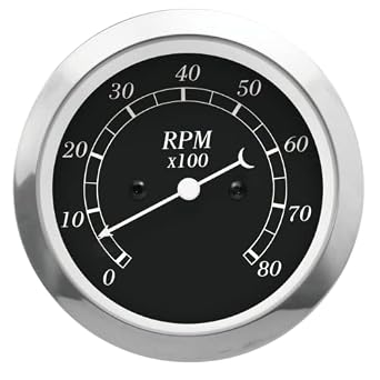 MOTOR METER RACING 85mm 3-3/8" Classic Series Electrical Tachometer | For Gasoline Engine, 8000 RPM, Vintage, Digital Odometer, Black Dial White Needle, Light Bulb Illumiantion, Car, Automobile