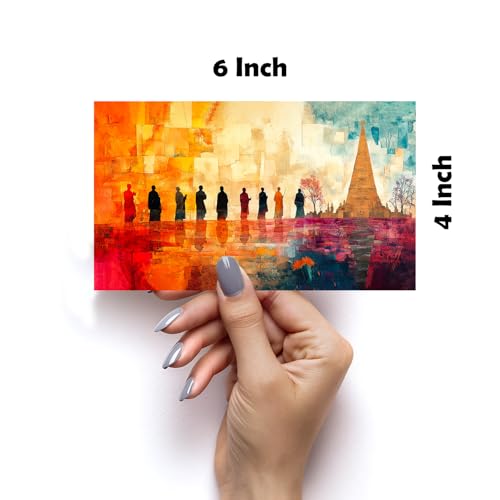 Image of SiddArtify Abstract Landscape Wall Art Prints Set - Colorful Mountain Poster Decor for Living Room Bedroom Office - Set of 2-4x6 Inch - Board (Pack of 6) - Sticker (Pack of 6)