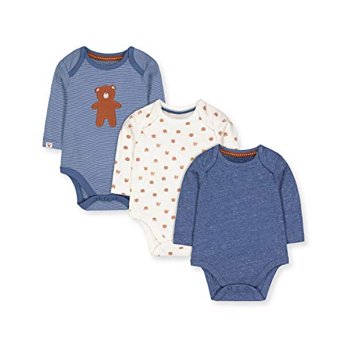Mothercare NB IP 3pk LS Bodysuits Body, (Blue 128), New Baby (Size:56) para Bebés