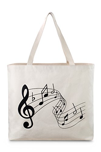 Reusable Canvas Bag - Attractive Tote Bag with Printed Music Theme. Durable