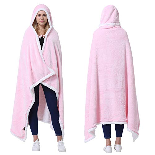 Catalonia Hooded Blanket Poncho | Wearable Blanket Wrap With Hand Pockets | Comfy Sherpa Fleece Throw Cape For Children And Adults, Women Gift #TOP23