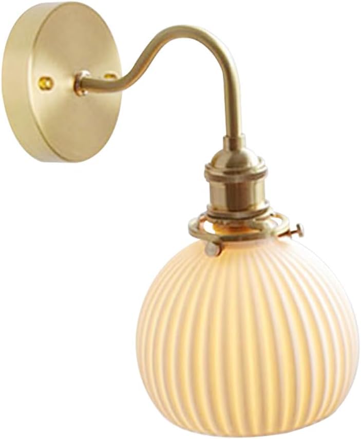 Aplique de pared de latón con pantalla cerámica, luz acogedora y directa para tu cabecero