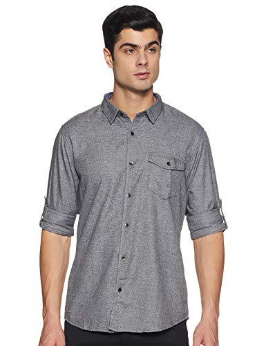 Rig Men's Solid Regular fit Casual Shirt (PRIG-SHR-0010344_Black L)