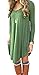 POSESHE Women's Long Sleeve V-Neck Casual Loose Fit T-Shirt Dress Army Green S