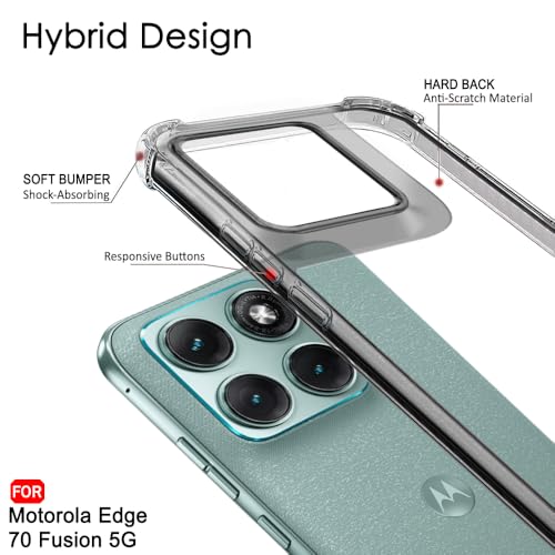 Image of TheGiftKart Back Cover Case for Motorola Moto Edge 70 Fusion 5G | Shockproof & Hybrid Design | Camera & Screen Protection | Clear Transparent Moto Edge 70 Fusion Back Cover (PC & TPU, Smoked Bumper)
