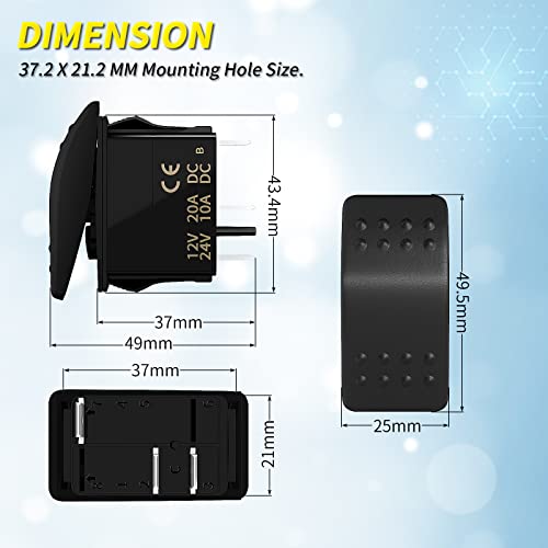 Joinfworld Boat Rocker Switch 12V 20A Spst On Off Toggle Switch 2 Pin Rocker Switch 12 Volt Boat Switch Toggle For Automotive Car Utv Atv #TOP1