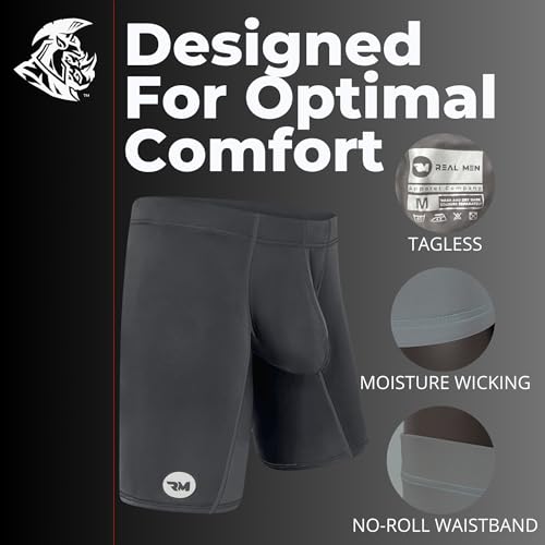 Real Men Athletic Underwear with ABCD Pouch - 1, 3 or 4 Pack with 6, 7 and 9 inch Inseam Nylon Boxer Briefs - XS to 5XL