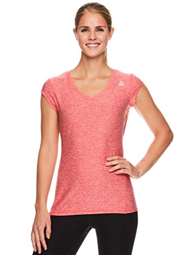Reebok Women's Cap Sleeve Gym and Workout T-Shirt - Performance V-Neck Athletic Running