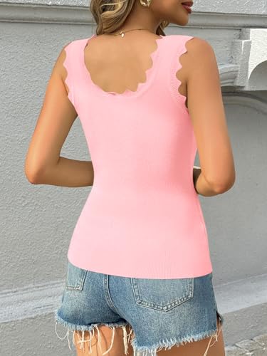 Image of Saodimallsu Womens Ribbed Knit Tank Top Summer Sleeveless Square Neck Casual Basic Slimming Sweater Vest Tops