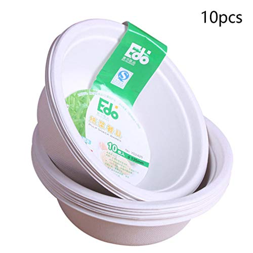 Kinshops Degradable Disposable Tableware Oil And Water Resistant Not Leak Or Deform Natural Degradation And Sludge Reduction 10 pcs M 350ML