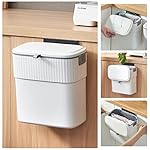 ELPHECO Hanging Trash Can with Lid 2.5 Gallon Kitchen Compost Bin for Under Sink, Plastic Wall-Mounted Garbage Can, Small Kitchen Trash Bin, Small Trash Can with Lid for Cupboard Countertop