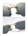 WELUK Fashion Polarized Rimless Cateye Sunglasses Oversized Color Tinted Black
