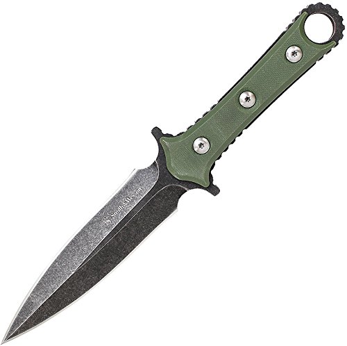 Smith & Wesson SWF606 8.6in High Carbon S.S. Full Tang Fixed Blade Knife with 4.4in Duel Edge Blade and TPE Handle for Outdoor, Tactical, Survival and EDC