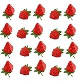 20 fresas rojas artificiales, pequeñas y realistas, simulación de frutas realistas, fresas de plástico, accesorios de fotografía para el hogar, cocina, fiesta, decoración (fresas rojas, 20 unidades)