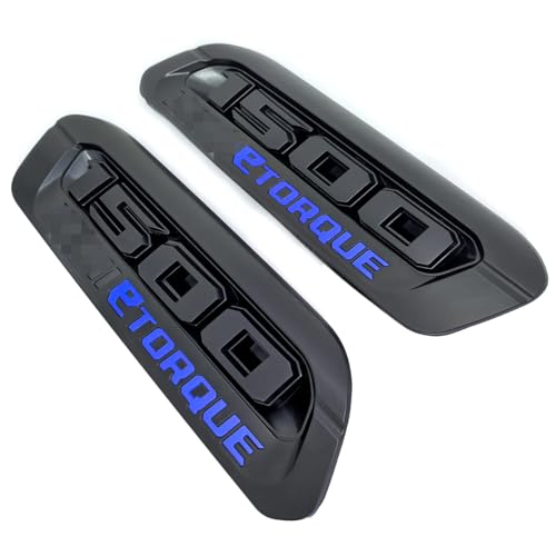 Image of 2pack OEM 1500 Etorque Exterior Badges Emblems Left Right Side Badges Hood 3D ABS Compatible with fits 1500 68500542AA 68500541AA (Black Blue)