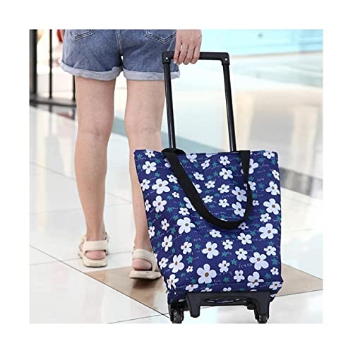 QUANLI Faltbarer Einkaufstrolley, leichter Einkaufswagen mit rollenden Rädern und wasserdichter Tasche… – Bild 3