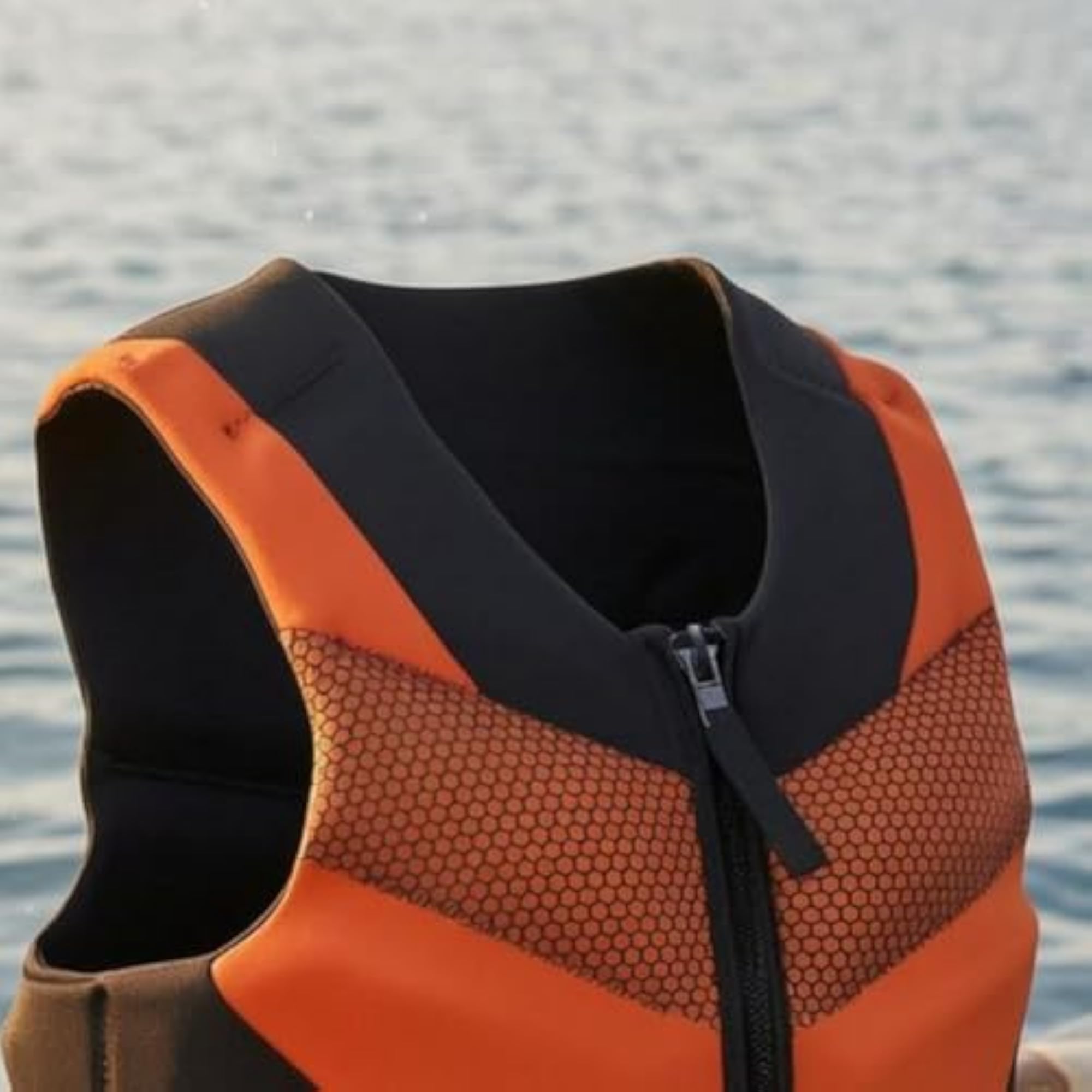Orange and Black Adult Life Jacket Front Zipper Life Jacket
