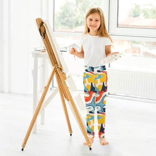 ALAZA Girls' Leggings Children's Yoga Pants Skinny Printed Dance Camouflage Starfish Comfortable 4T4